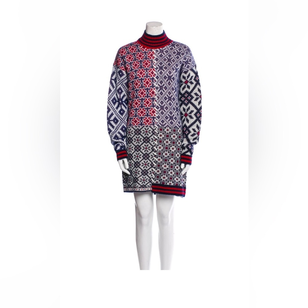 Blue, red, black, and white Women's Golden Goose Sweater Dress Size Medium